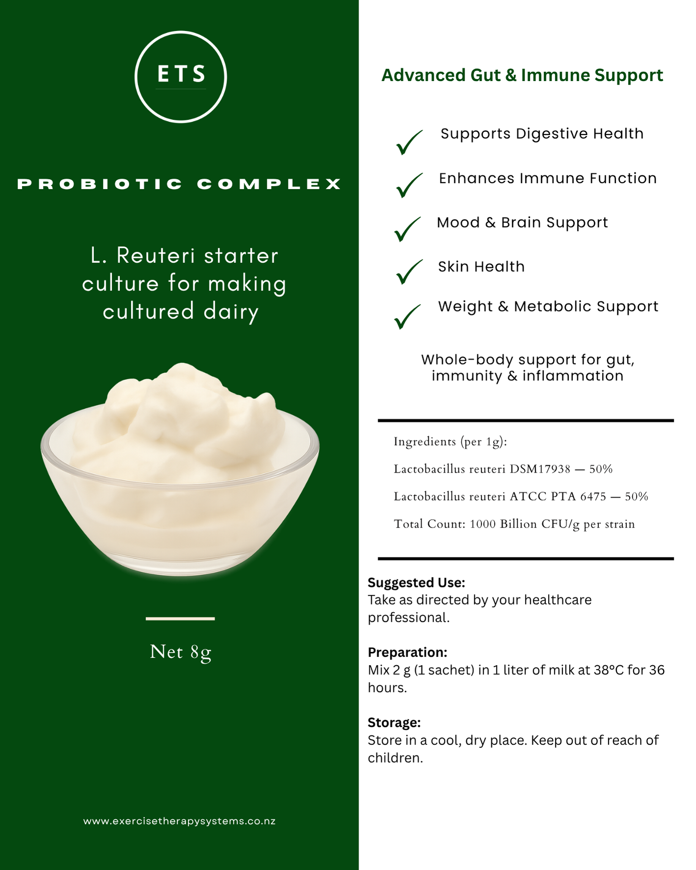 L. Reuteri Probiotic Yogurt / Yoghurt starter culture