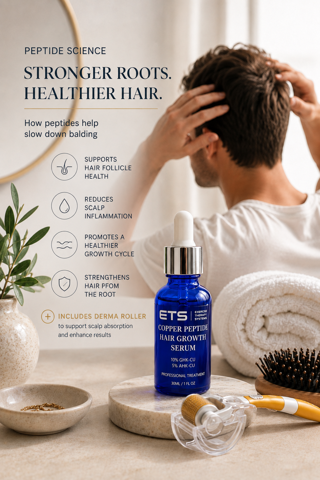 ETS Copper Peptide Hair Serum | Scalp & Hair Appearance Support AND derma roller