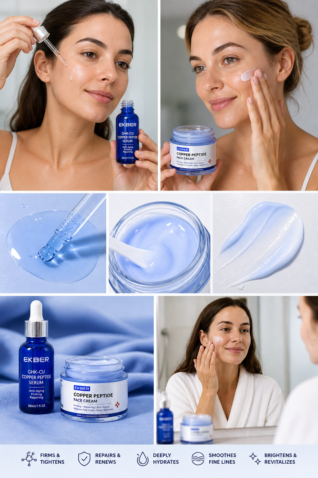 Copper Peptide Face Cream AND Serum bundle | Skin Hydration & Care | ETS